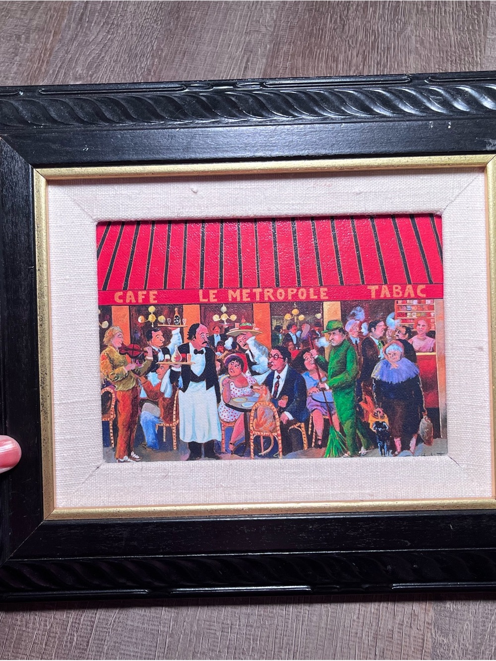Guy Buffet Cafe Le Metropole Tabac Framed Lithograph Art Print Parisian Tobacco